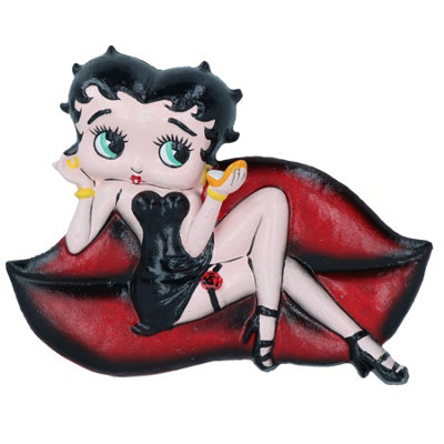 Betty Boop 3D Wall Sign Plaque Cast Iron Retro Black Dress House Home Door