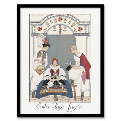 Between Two Flames Czech Fashion Barbier Vintage Framed Wall Art Print ...