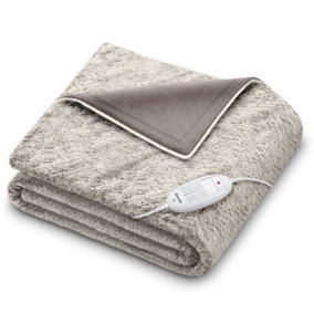 Beurer HD75 Cosy Nordic Electric Throw, Breathable faux fur Throw for Sofa and Bed