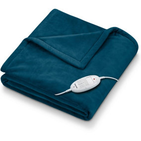 Beurer HD75UK Electric Throw, Breathable Heated Throw for Sofa and Bed, Ocean Blue
