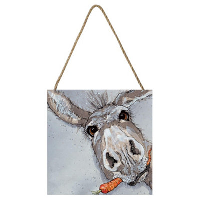 Bev Davies Crunchy Donkey Wood Plaque Grey/Brown (One Size)