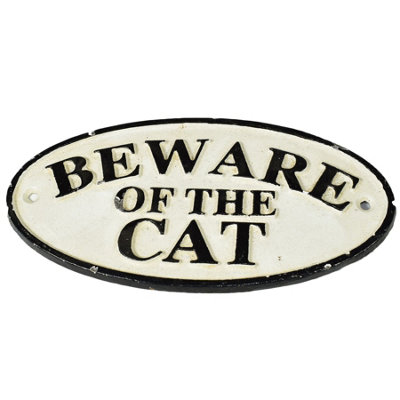 Beware of Cat Cast Iron Sign Plaque Door Wall House Fence Gate Post Garden