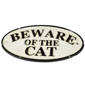 Beware of Cat Cast Iron Sign Plaque Door Wall House Fence Gate Post Garden