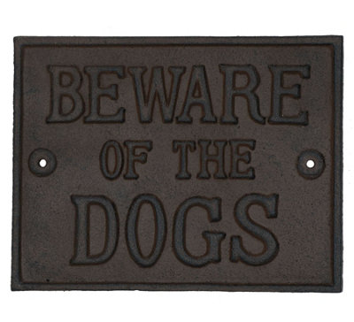 Beware of Dogs Rust Cast Iron Sign Plaque Wall Fence Gate Post House Home