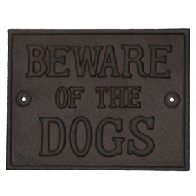 Beware of Dogs Rust Cast Iron Sign Plaque Wall Fence Gate Post House Home
