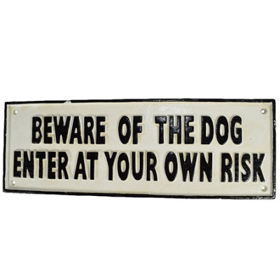 Beware of the Dog Cast Iron Sign Plaque Wall Fence Gate Post House Farm ...