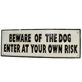 Beware of the Dog Cast Iron Sign Plaque Wall Fence Gate Post House Farm Home