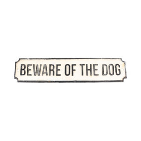 Beware of the Dog Long Cast Iron Sign Plaque Wall Fence Gate Post House Home