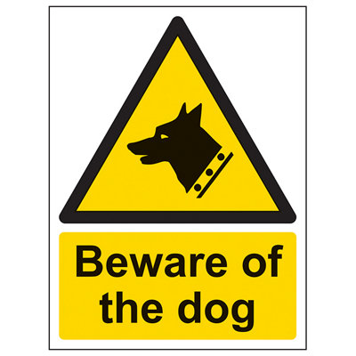 Beware Of The Dog Warning Security Sign Adhesive Vinyl 150x200mm (x3)