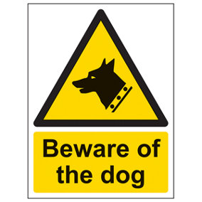 Beware Of The Dog Warning Security Sign Adhesive Vinyl 300x400mm (x3)
