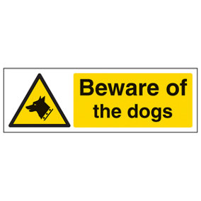 Beware of the Dogs Warning Sign - 1mm Rigid Plastic - 300x100mm (x3)