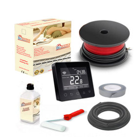 BeWarm - 100w Electric Underfloor Loose Cable Kit - 1.1m2 - With Black Thermostat