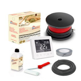 BeWarm - 100w Electric Underfloor Loose Cable Kit - 29m2 - With White Thermostat