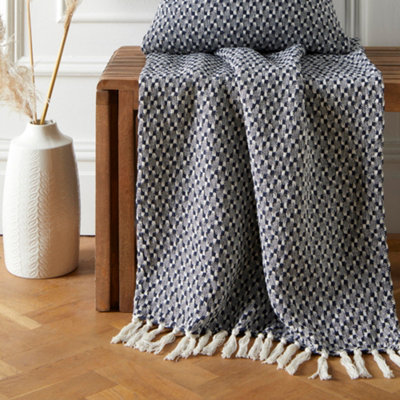 Bexley Eco-Friendly Recycled Cotton Navy Throw