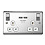 BG 13a 2 Gang Switch UK Plug Socket and USB Silver/White (One Size)