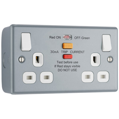 BG 13A Metal Clad Double Switched Socket & A-RCD, Scratch Resistant
