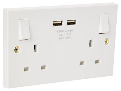 BG 922U3 Square Edge 2 Gang 13A 2 x USB-A 3.1A Switched Socket Price Comparisons | Compare The Build