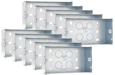 BG Electrical 47mm 2 Gang Double Metal Back Box Flush Wall Mounted ...