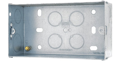 BG Electrical 47mm 2 Gang Double Metal Back Box Flush Wall Mounted