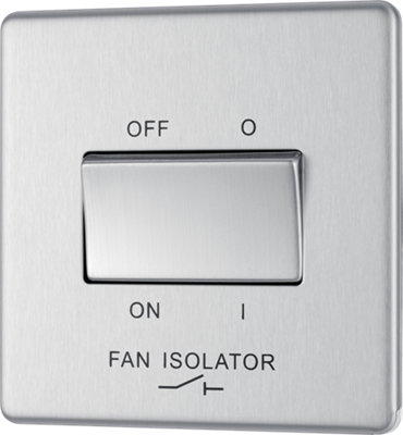 BG Electrical FBS15 Nexus Screwless Flat-Plate Fan Isolator Switch 3 Pole Brushed Steel 10A