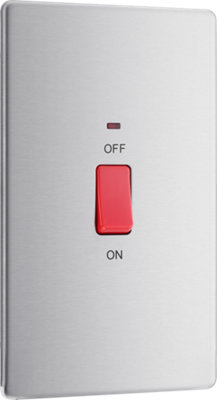 BG Electrical FBS72 Nexus Screwless Flat-Plate Cooker Switch Brushed Steel Neon 2 Way 45A