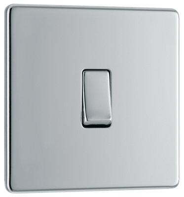 BG Electrical FPC12 Nexus Screwless Flat-Plate 2 Way 10A Single Light Switch Polished Chrome