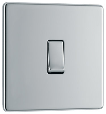 BG Electrical FPC13 Nexus Screwless Flat-Plate Single Intermediate Light Switch Polished Chrome 10A