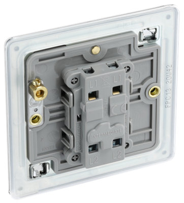 BG Electrical FPC13 Nexus Screwless Flat-Plate Single Intermediate Light Switch Polished Chrome 10A - 4