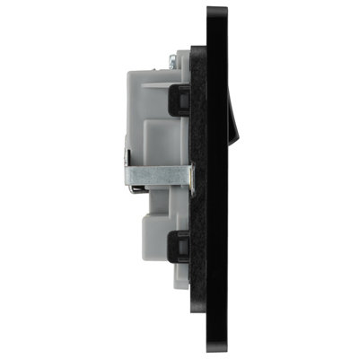 BG Evolve 13A Double Switched Power Socket, Screwless, Black Chrome