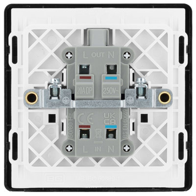 BG Evolve 20A Double Pole Single Wall Switch with LED, Matt Blue