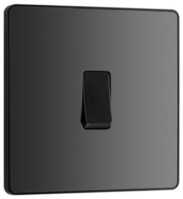 BG Evolve 20A Single Intermediate Light Switch, Black Chrome