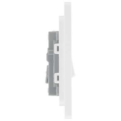 BG Evolve 20A Single Intermediate Light Switch, Brushed Steel