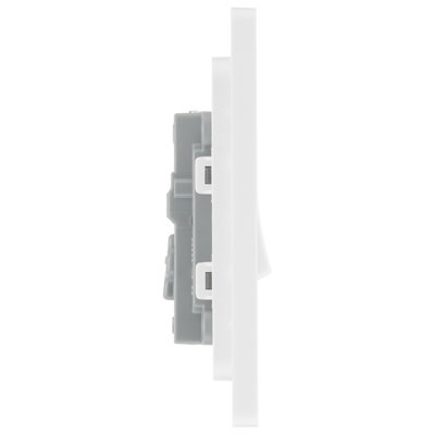BG Evolve 20A Single Intermediate Light Switch, Brushed Steel