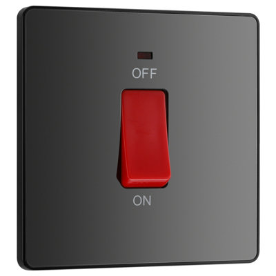 BG Evolve 45A Double Pole Cooker Switch & LED, Black Chrome