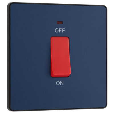 BG Evolve 45A Double Pole Cooker Switch & LED, Matt Blue