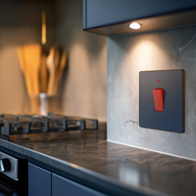 BG Evolve 45A Double Pole Cooker Switch & LED, Matt Blue