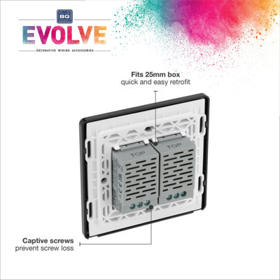 BG Evolve Black Chrome 200W Double Touch Dimmer Switch 2-Way Secondary - 3