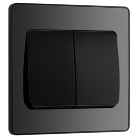 BG Evolve Black Chrome Double Light Switch 20A 16AX, 2 Way, Wide Rocker