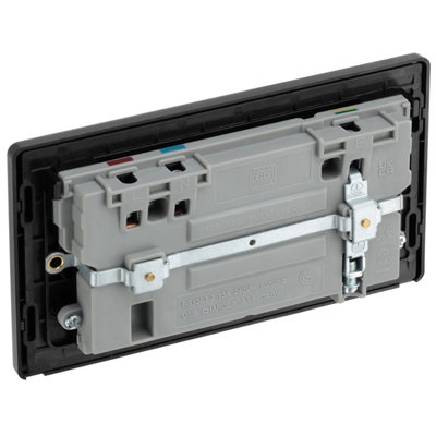 BG Evolve Black Chrome Double Switched 13A Power Socket + 2 x USB (3.1A) - 7