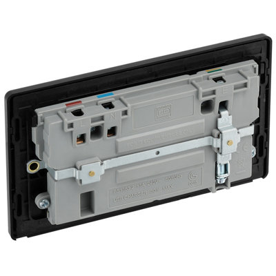 BG Evolve Black Chrome Double Switched 13A Power Socket + USB A+C 30W - 7
