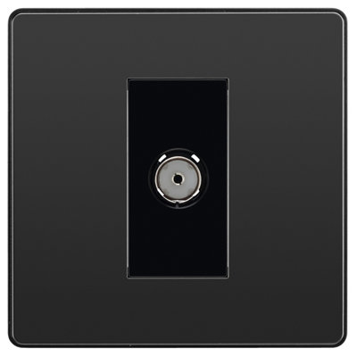 BG Evolve Black Chrome Single Socket For TV or FM Co-Axial Aerial Connection