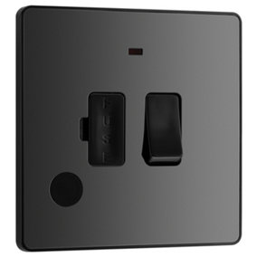BG Evolve Black Chrome Switched 13A Fused Connection Unit With LED Power Indicator and Flex Outlet