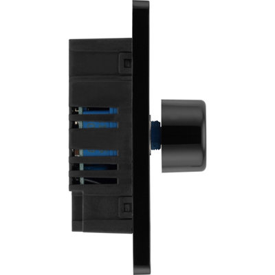 BG Evolve Black Chrome Trailing Edge LED 2002 Double Dimmer Switch 2-Way Push On/Off