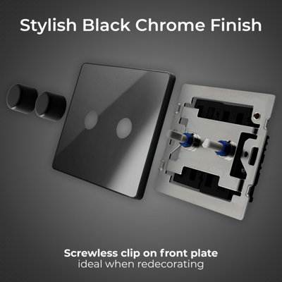 BG Evolve Black Chrome Trailing Edge LED 2002 Double Dimmer Switch 2-Way Push On/Off - 4