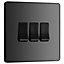BG Evolve Black Chrome Triple Light Switch 20A 16AX, 2 Way