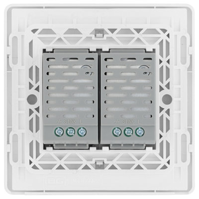 BG Evolve Brushed Steel 200W Double Touch Dimmer Switch 2-Way Master - 8