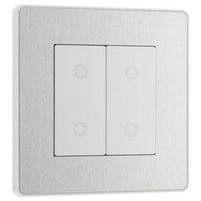 BG Evolve Brushed Steel 200W Double Touch Dimmer Switch 2-Way Secondary