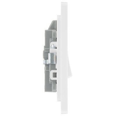BG Evolve Brushed Steel 20A Switch Double Pole With LED Power Indicator