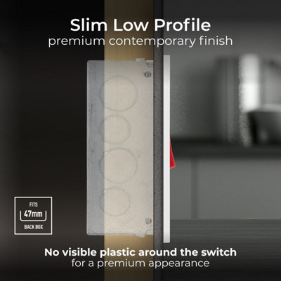 BG Evolve Brushed Steel 45A Rectangular Switch Double Pole With LED Power Indicator - 5
