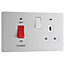 BG Evolve Brushed Steel Cooker Control Socket Double Pole Switch With LED Power Indicators